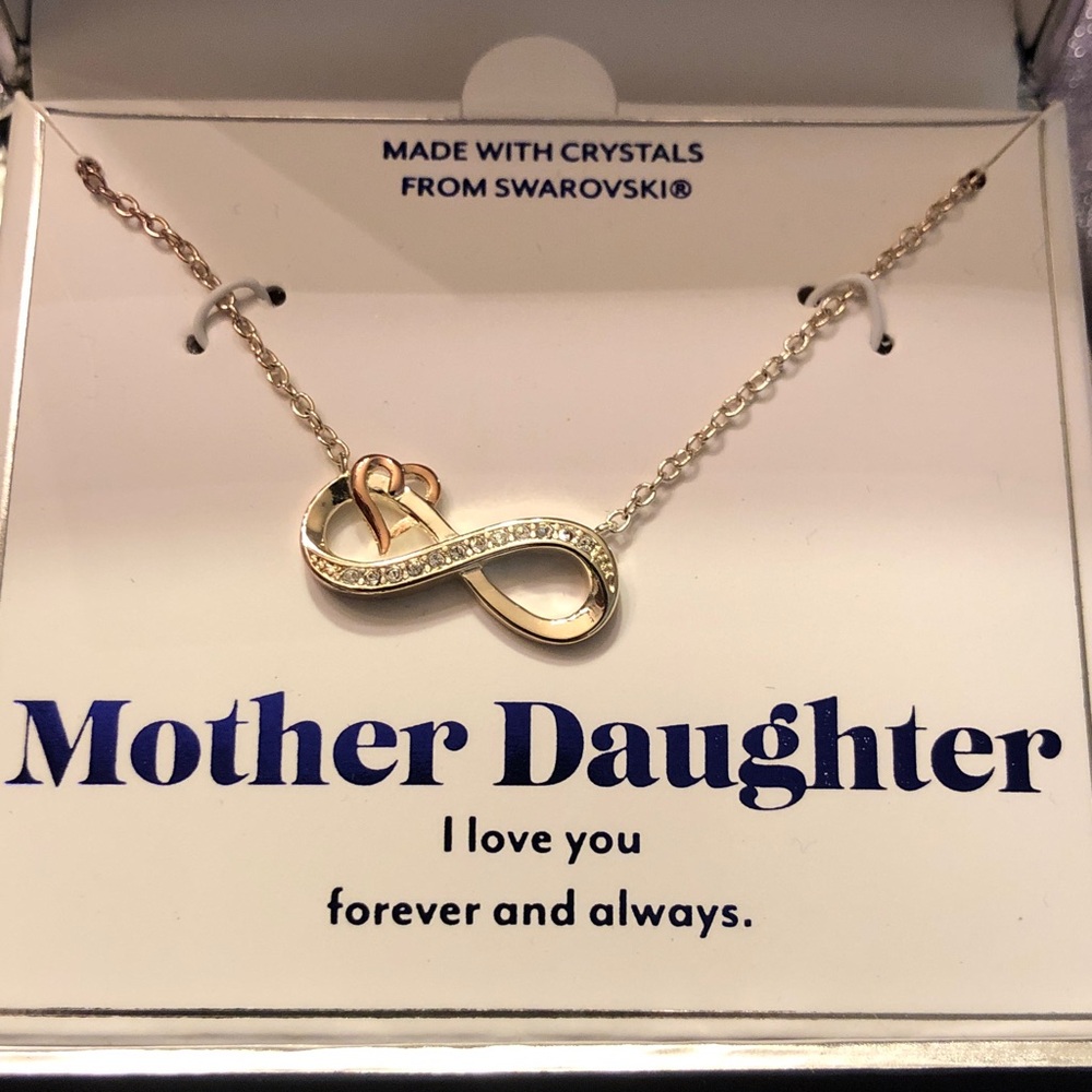 Fine silver plated genuine Swarovski crystal Mother-Daughter Necklace